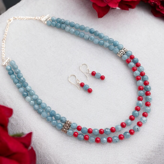 Scarlet Sky: Beaded Double Layered Necklace