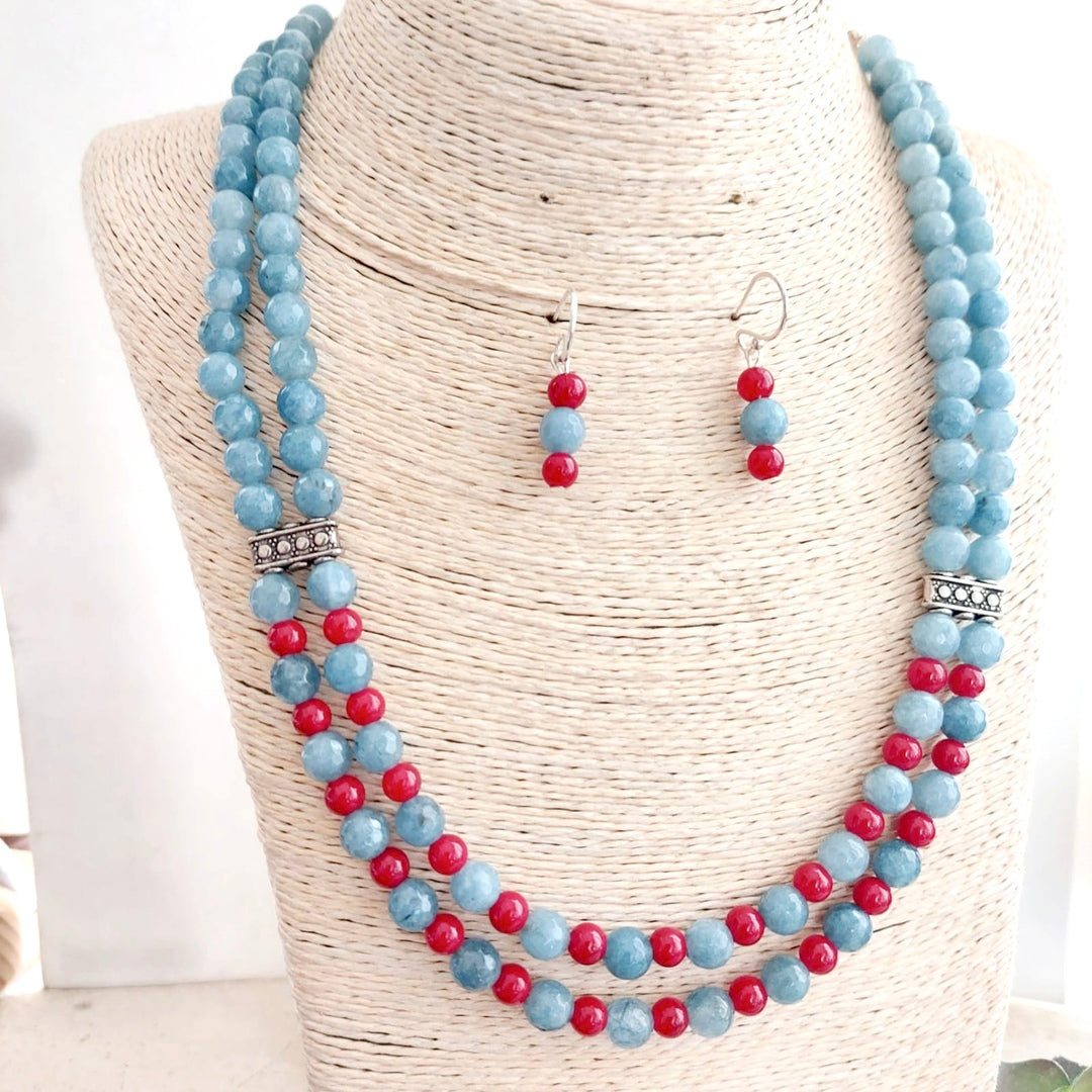 Scarlet Sky: Beaded Double Layered Necklace