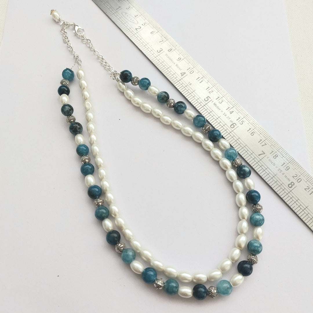 Double Delight: Blue and White Beaded Necklace