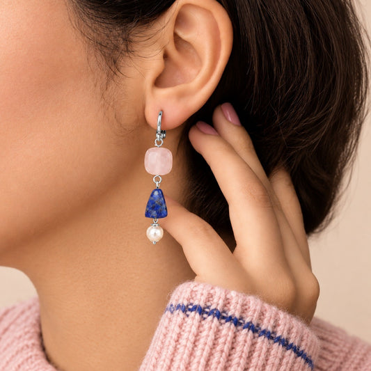 Blush & Blue: Handmade Trendy Beaded Earrings