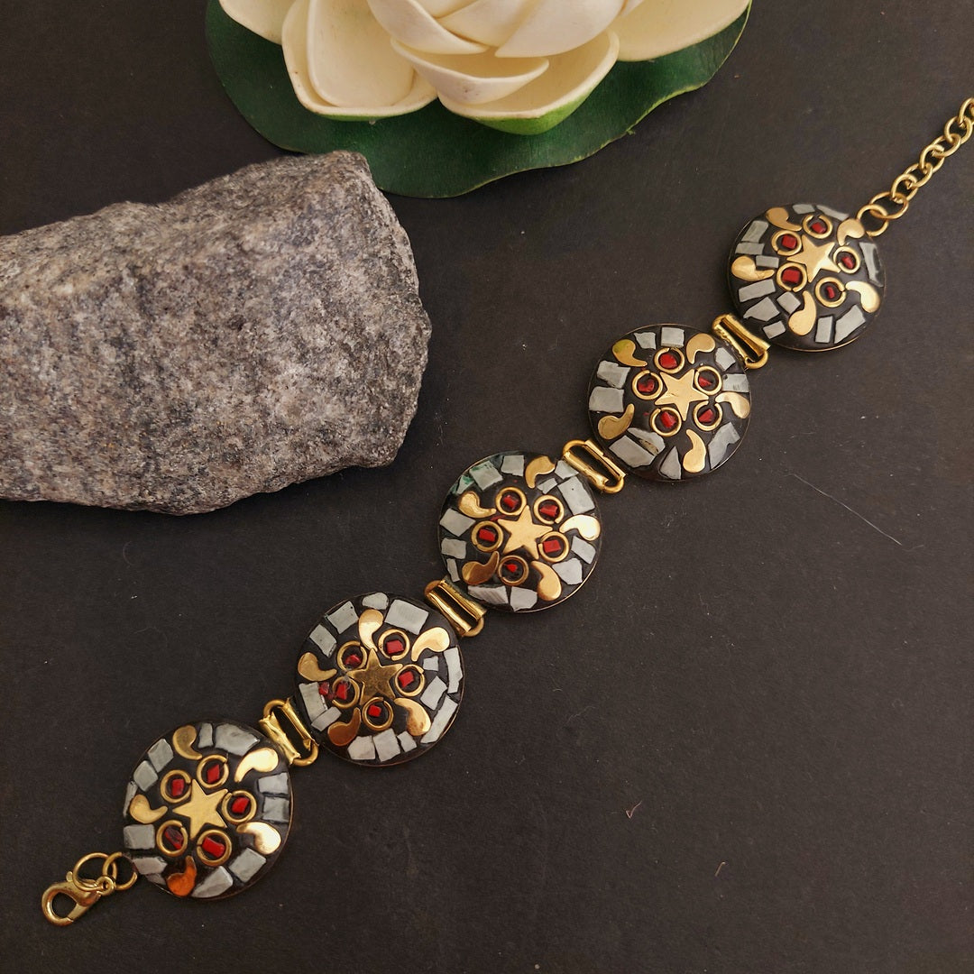 Metallic Fusion: Silver and Gold Lac Work Bracelet
