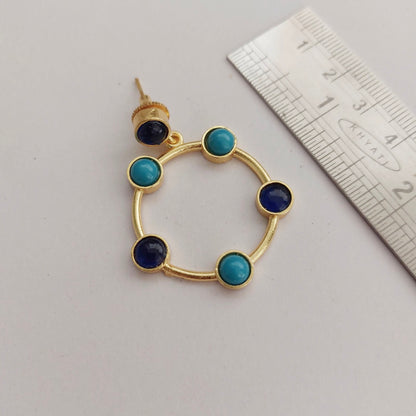 Graceful Loop : Blue Stone Studded Earring