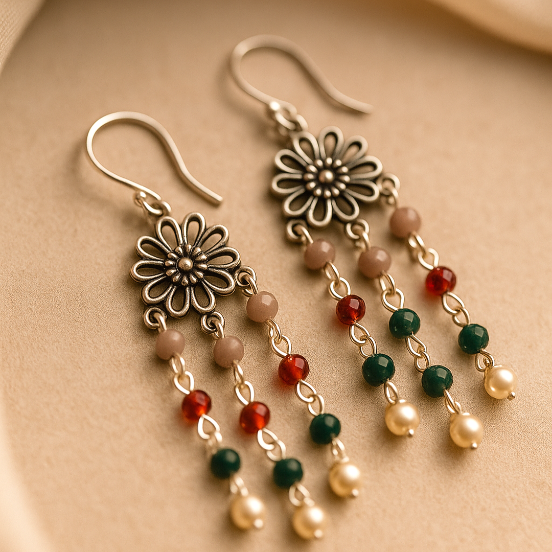 Multicolored Beauty: Handcrafted Multicolored Dangler Earrings