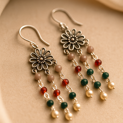 Multicolored Beauty: Handcrafted Multicolored Dangler Earrings