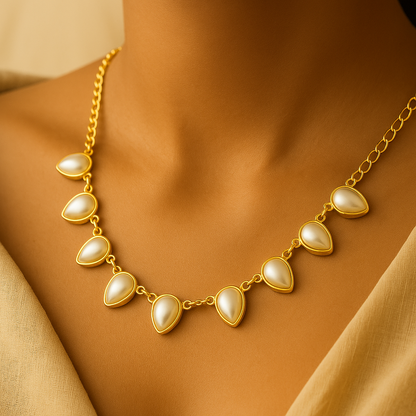 Suhani: Gold toned Pearl Necklace and Earring Set