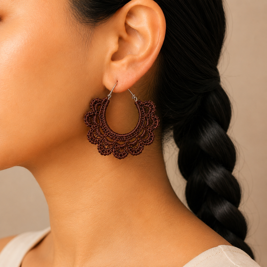 Earthy Brown Handmade Crochet Earrings
