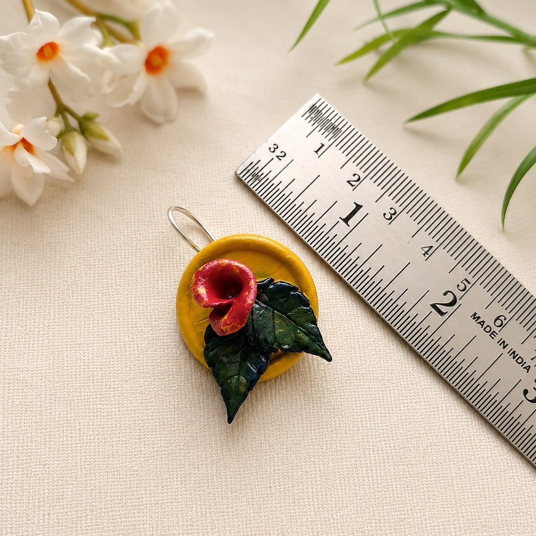 Petals & Leaves: Handmade Clay Pendant and Earring Set