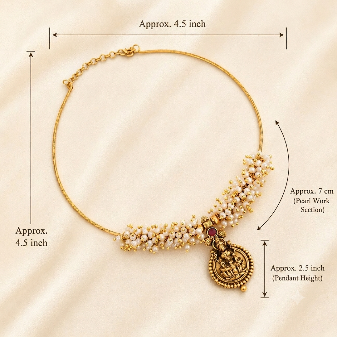 Vaibhavi: Cluster Pearls Antique Finish Necklace and Earring Set