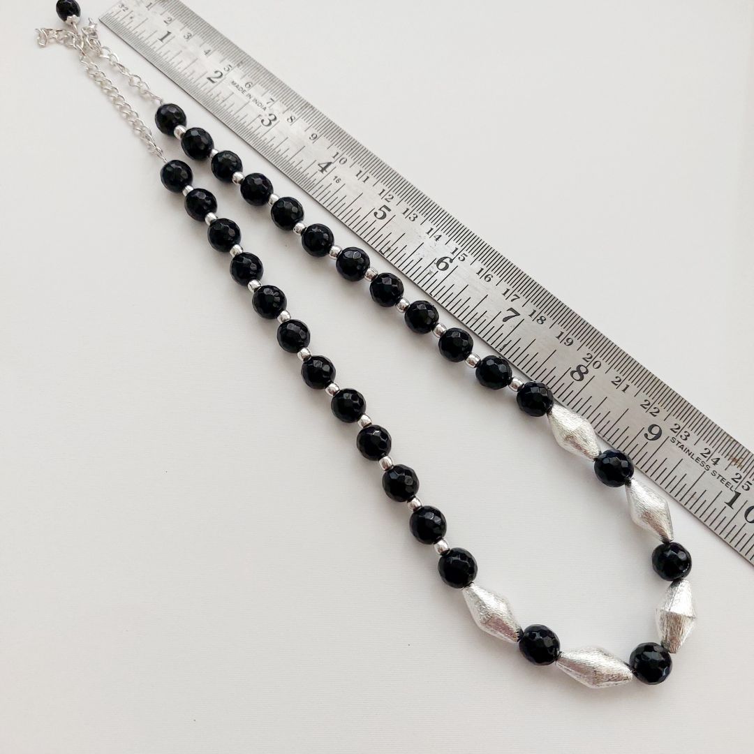 Dholki Royale: Dholki Bead Necklace and Earring Set with Black Beads