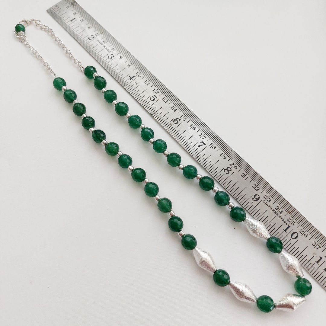 Dholki Royale: Dholki Bead Necklace and Earring Set with Green Beads