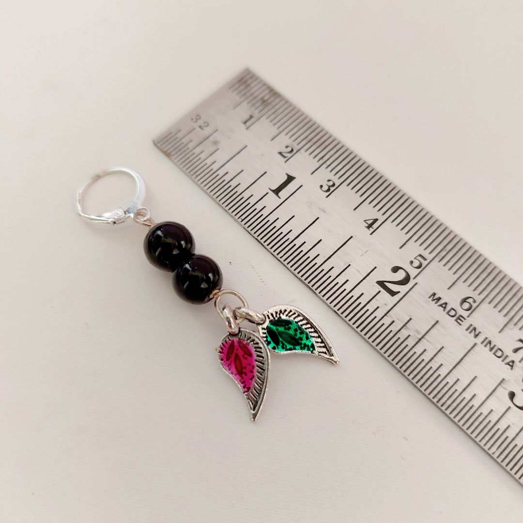 Saaj: Black Beads and Mango Motif Necklace and Earring Set