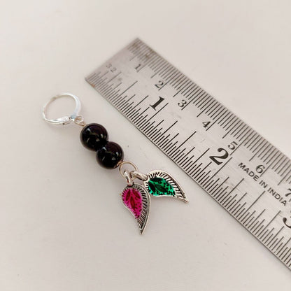 Saaj: Black Beads and Mango Motif Necklace and Earring Set