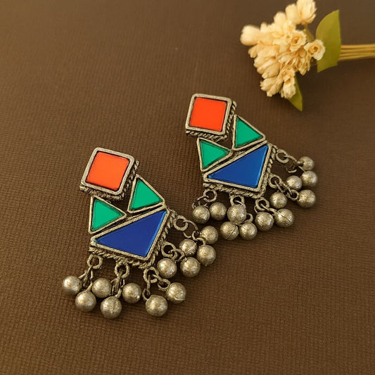 Prism Drops: Silver Toned Festive Earring