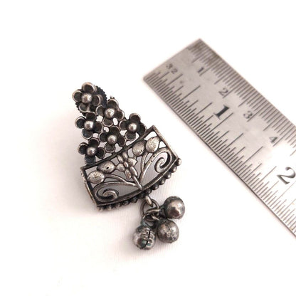 Blossom Dangles: Silver Toned Heritage Earrings