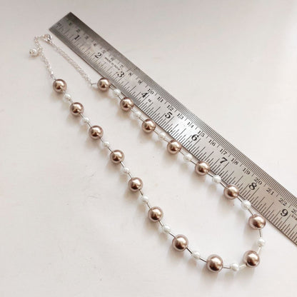 Champagne Glow: Handcrafted Pearl Necklace and Earring Set