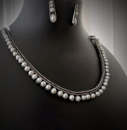Pearls of Grace: Trendy Pearl Necklace And Earring Set