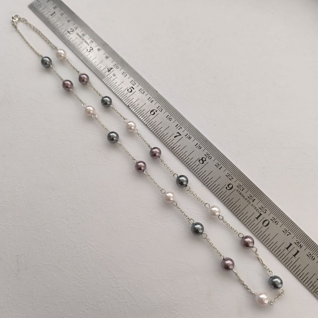 Muted Aura: Minimalist Pearl Necklace and Earring Set