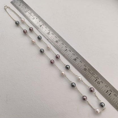 Muted Aura: Minimalist Pearl Necklace and Earring Set