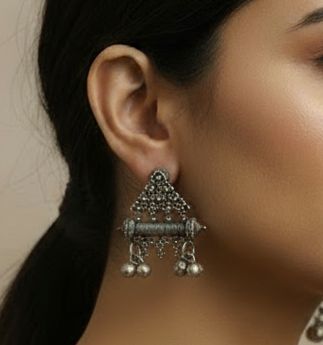 Raga Bells: Heritage inspired Festive Silver Toned Earring