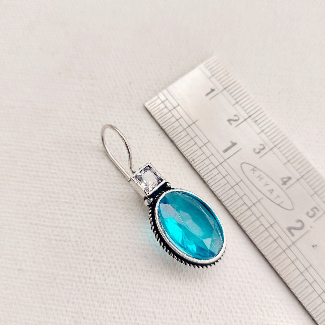 Aqua Sky: Silver Toned Pendant and Earring Set