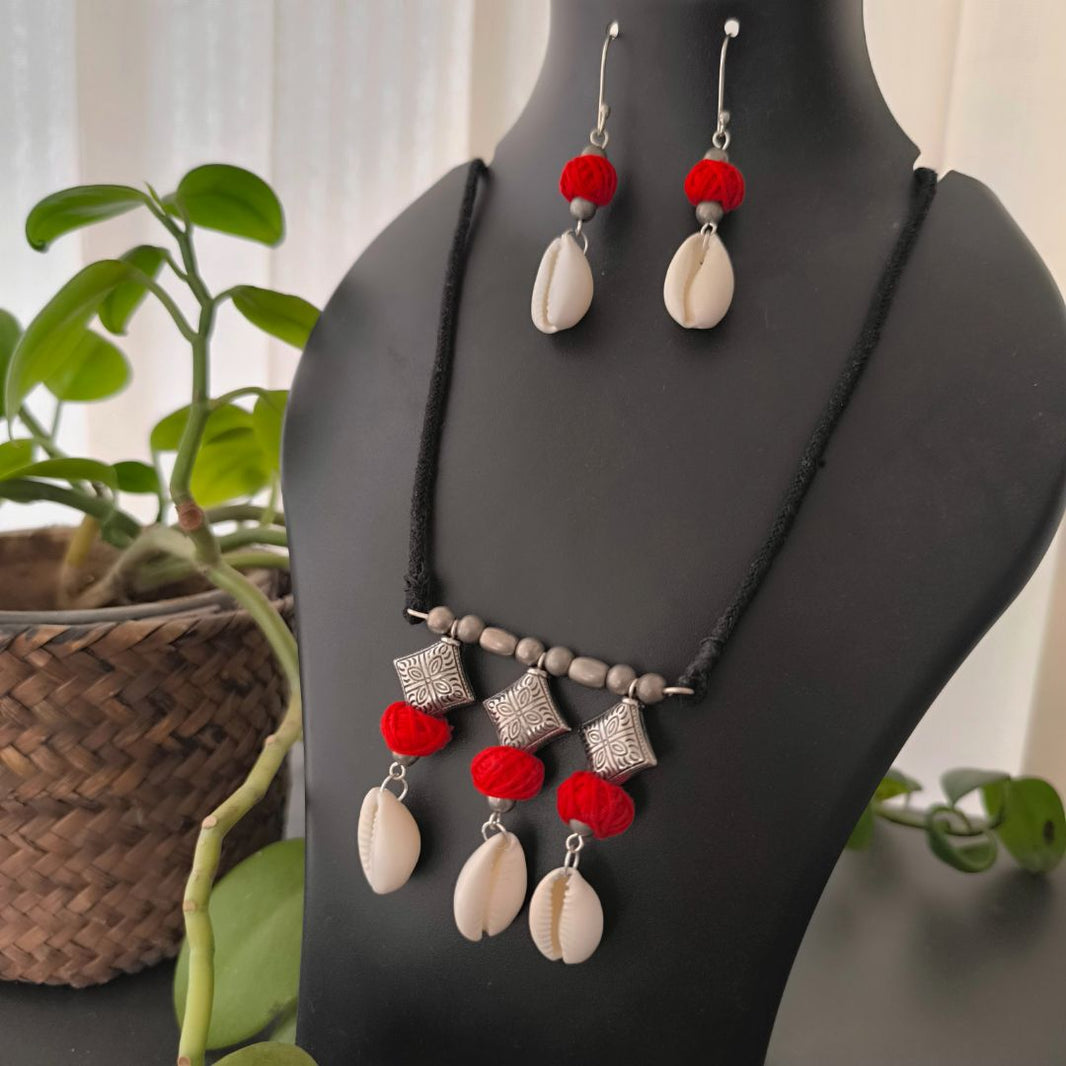 Red - Patwa Thread Beads Necklace by Kailash Patwa 26 main image 0