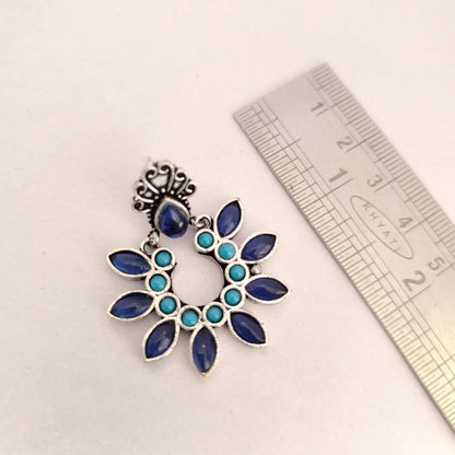 Floral Fiesta : Deep Blue and Turquoise Stone Studded Earring