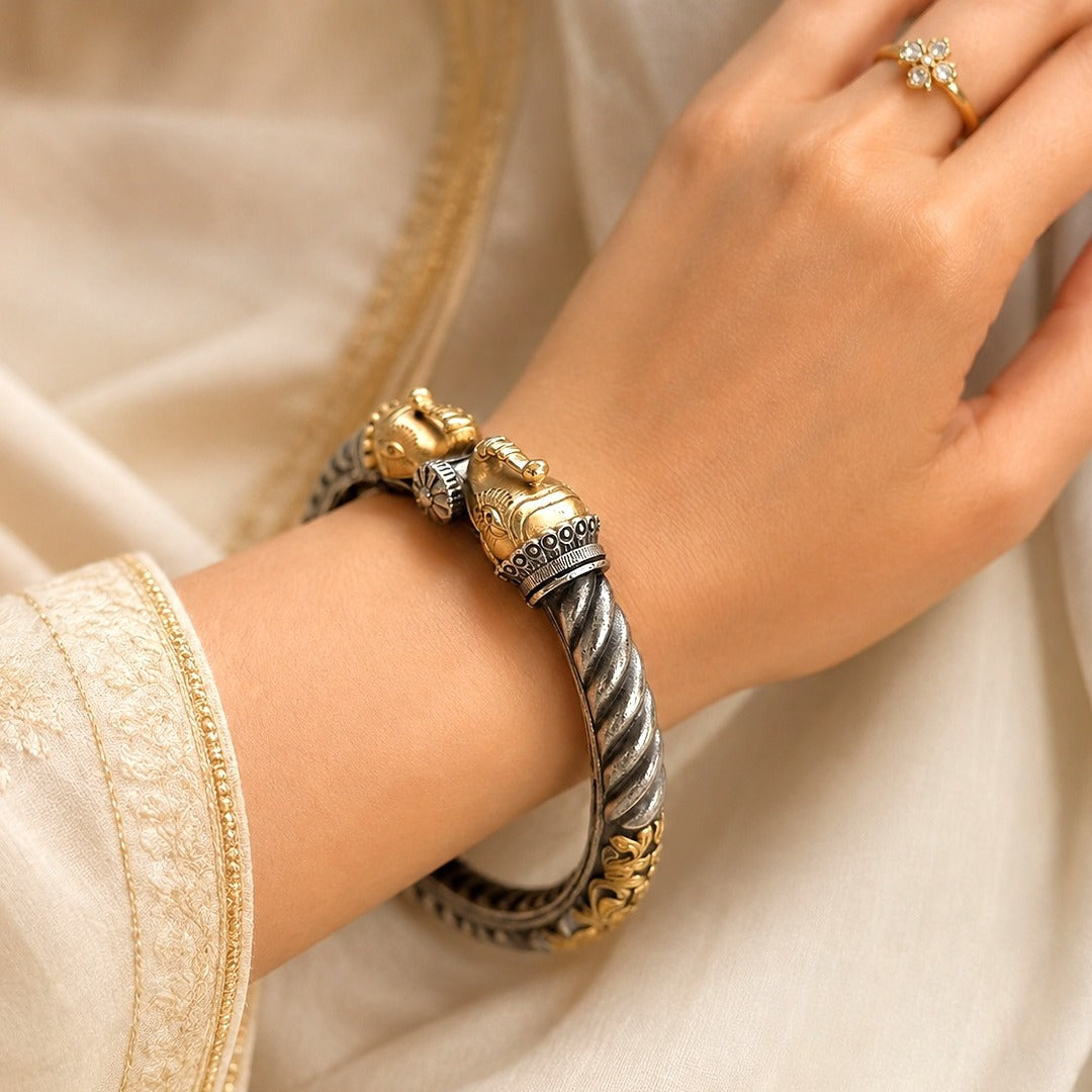 Kanaka: Heritage Inspired Dual Toned Festive Statement Bangle