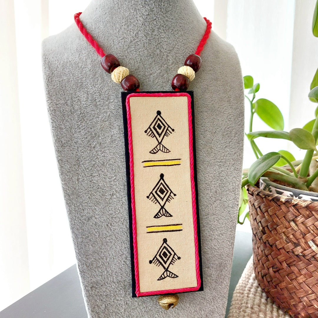 Artist's Canvas: Black and Beige Handpainted Necklace