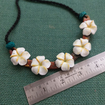 Plumeria Bloom: Handcrafted Clay Necklace and Earrings