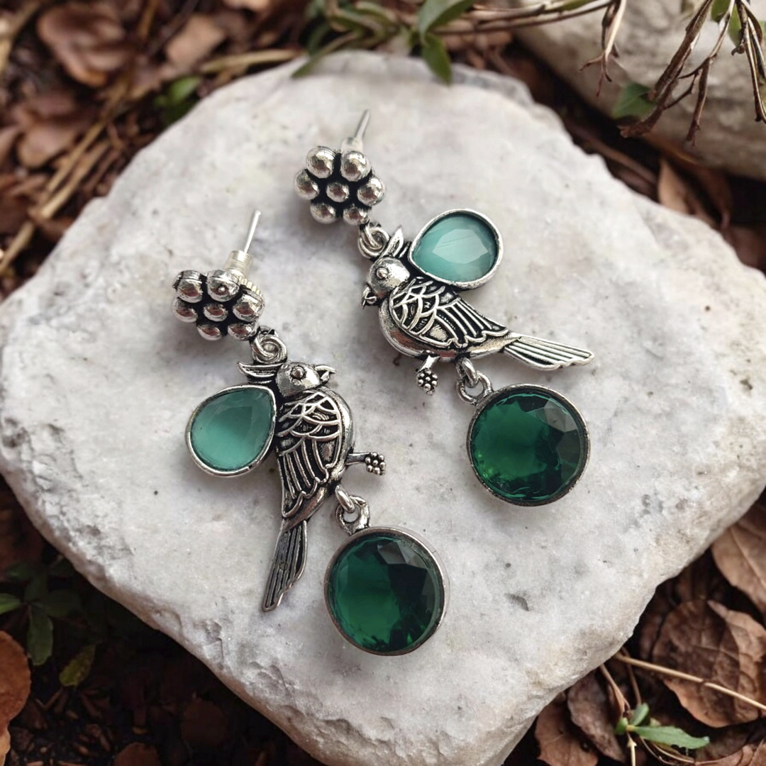 Wings Of Paradise : Green Stone Earrings.