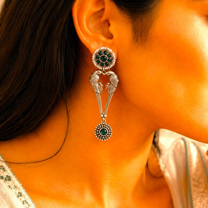 Pakhi: Green Stone Dangler Earrings