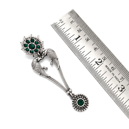 Pakhi: Green Stone Dangler Earrings