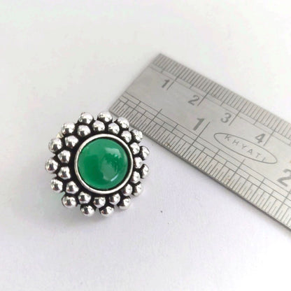 Evergreen Canopies : Green Stone Stud Earrings