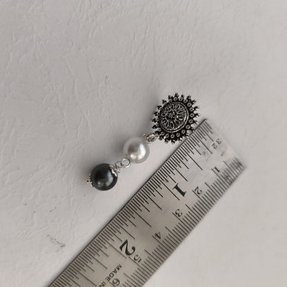 Fusion Drops: White and Grey Pearl Drop Earrings