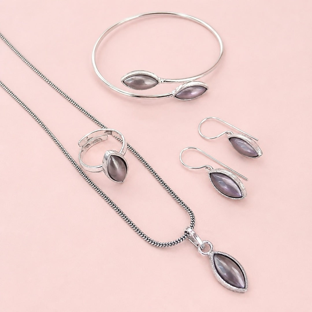 Misty Grey: Combo Set with Pendant Earrings Bracelet and Ring