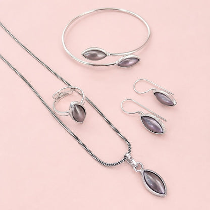 Misty Grey: Combo Set with Pendant Earrings Bracelet and Ring