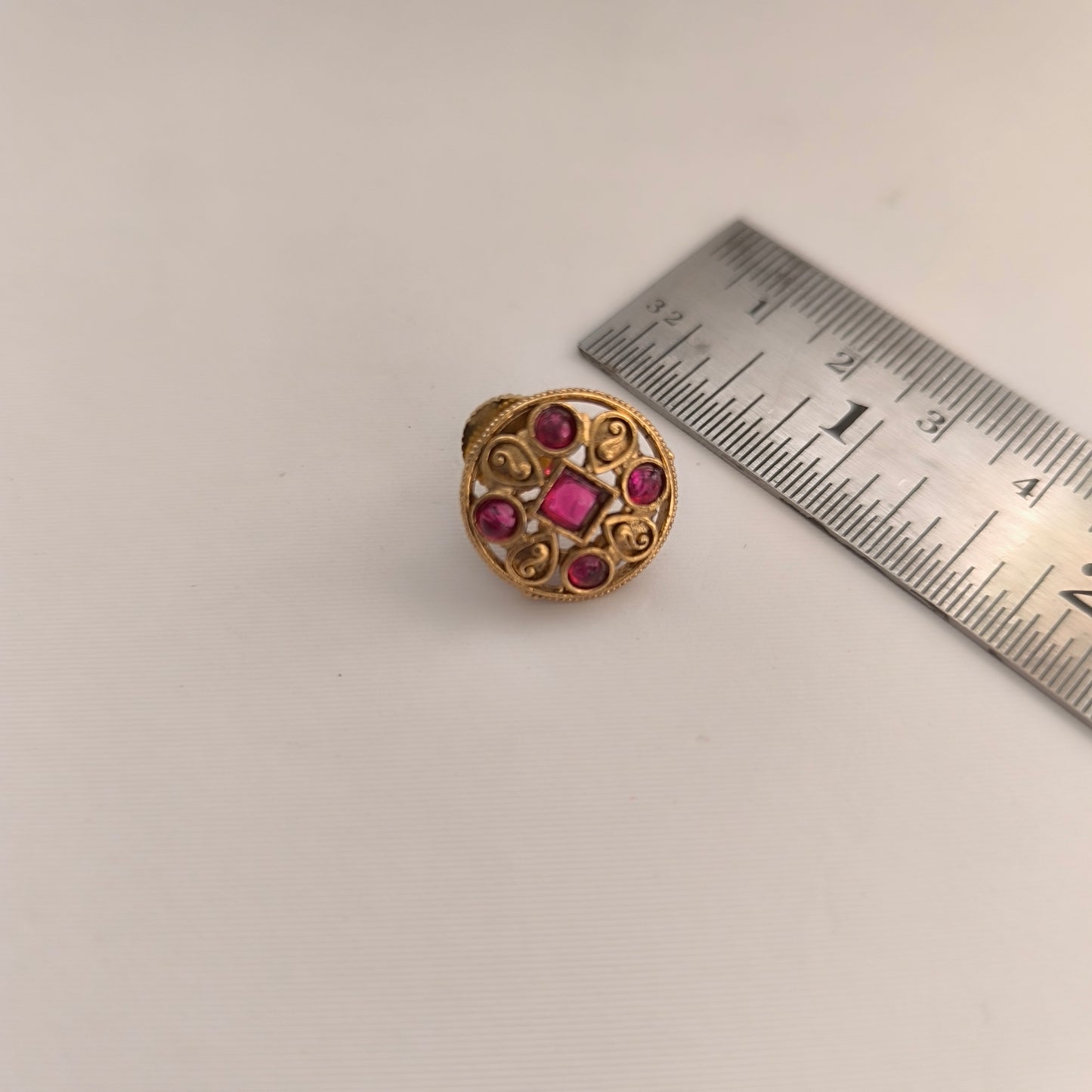 Chandrika: Gold Toned Pink Stoned Studded Necklace and Earring Set