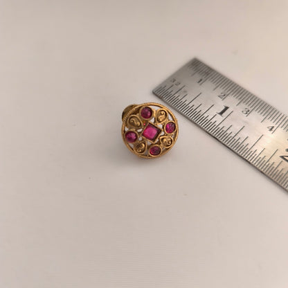 Chandrika: Gold Toned Pink Stoned Studded Necklace and Earring Set