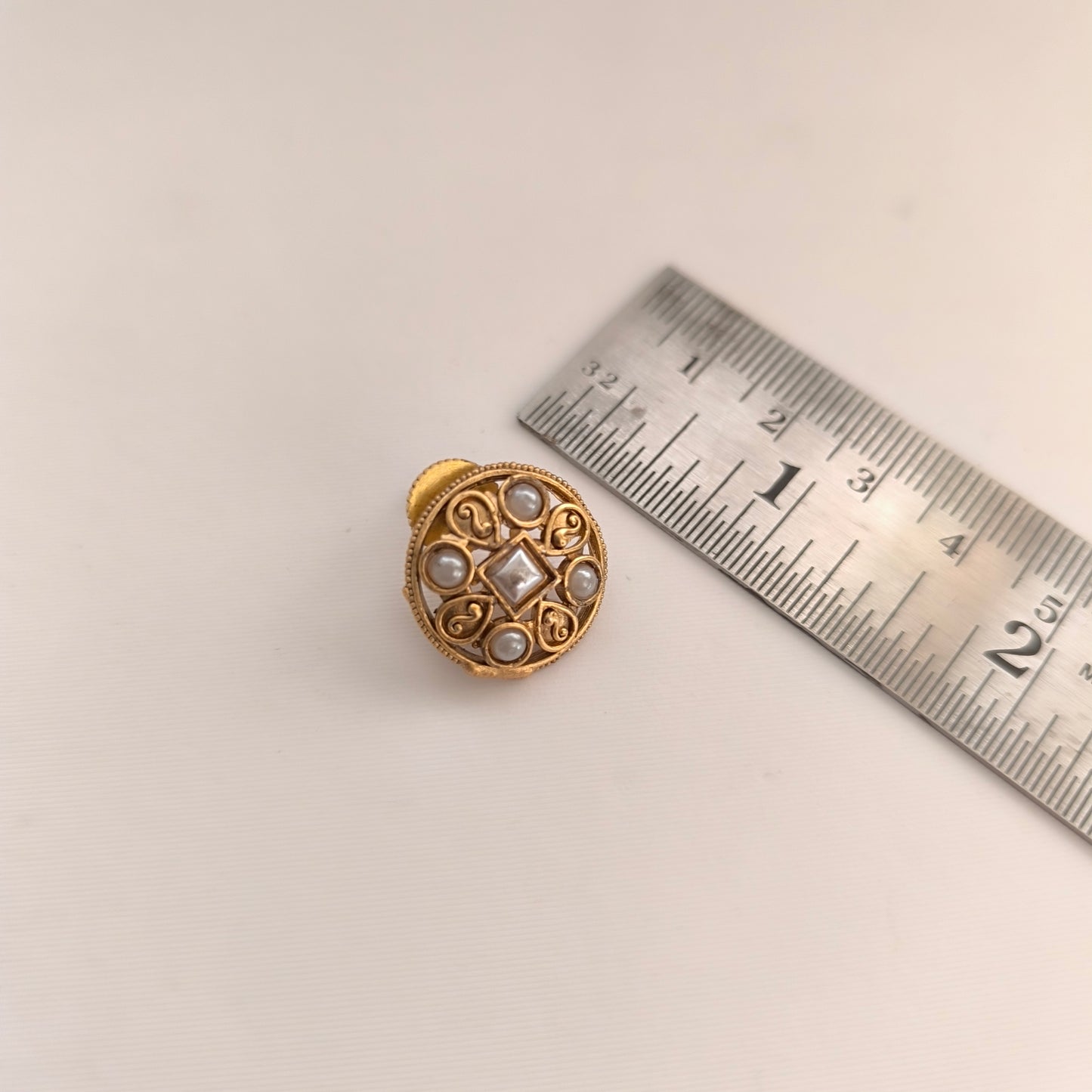 Chandrika: Gold Toned Pearl Necklace and Earring Set