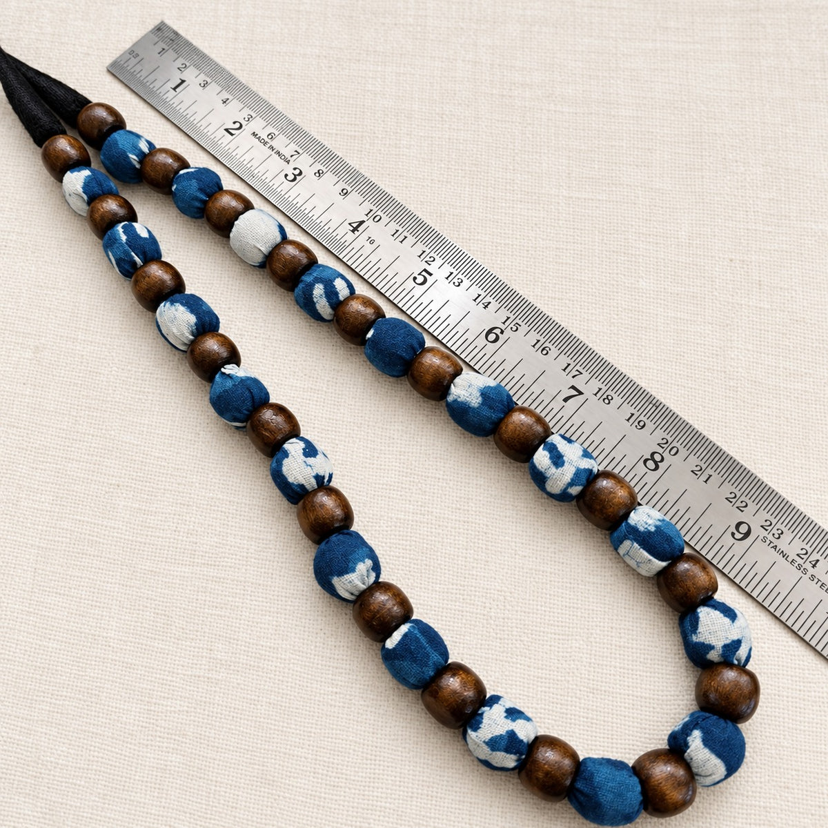 Indigo Trails: Indigo Fabric Beaded Necklace and Earring Set