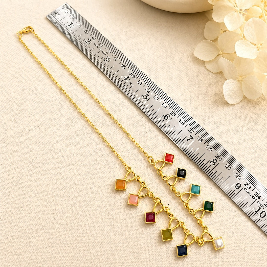 Spectrum Interlace: Multicolored Gold Toned Necklace and Earring Set