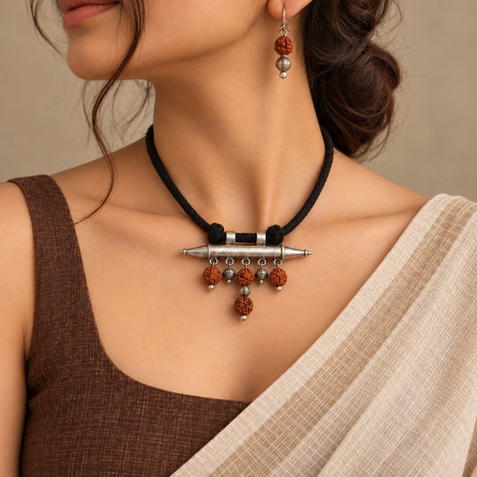 Ishani: Handmade Rushrakha Motif Necklace and Earring Set