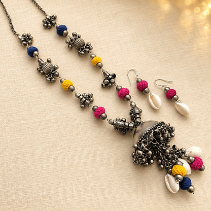 Jhanak: Oxidized Multicolored Festive Necklace and Earring Set