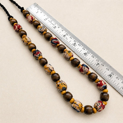 Earthy Beads: Handmade Kalamkari Beaded Necklace and Earring Set