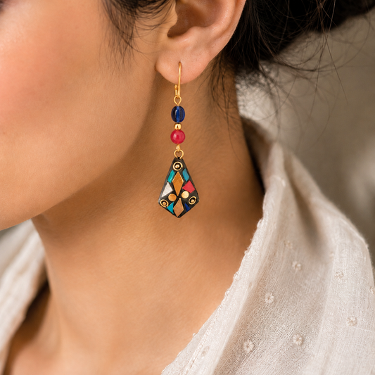 Abstract Drip:Funky Handmade Multicolored Lac Earring
