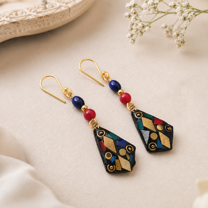 Abstract Drip:Funky Handmade Multicolored Lac Earring
