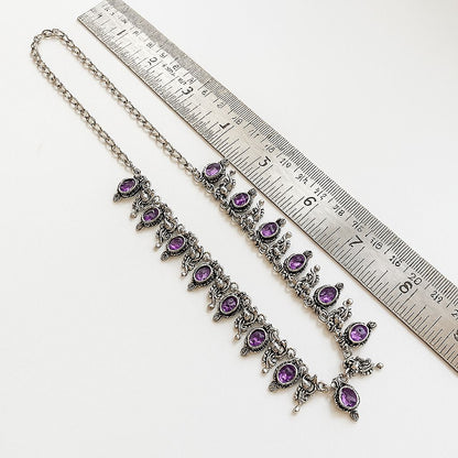 Tinge Tales: Lavender Stone Ethnic Necklace and Earring Set