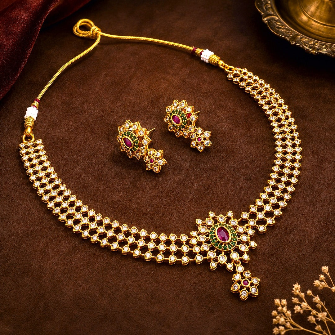 Royal Empress:  Layered Stone Luxe Necklace and Earring Set