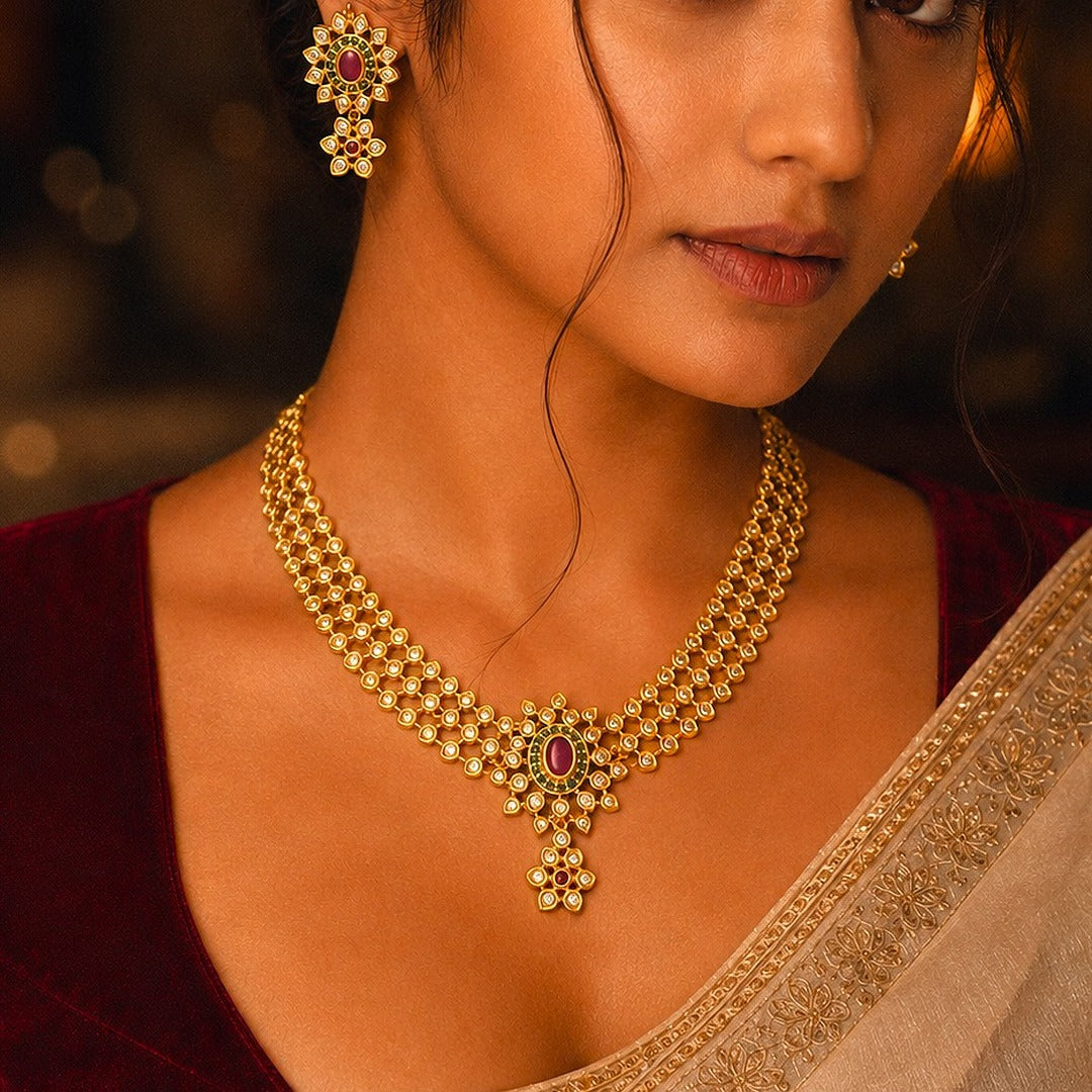 Royal Empress:  Layered Stone Luxe Necklace and Earring Set