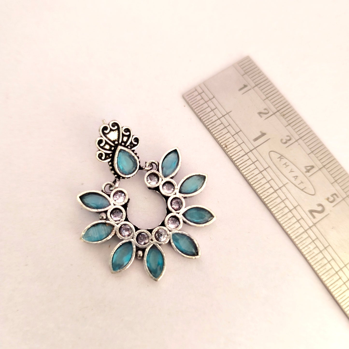 Floral Fiesta : Ligly Blue And White Stone Studded Earring